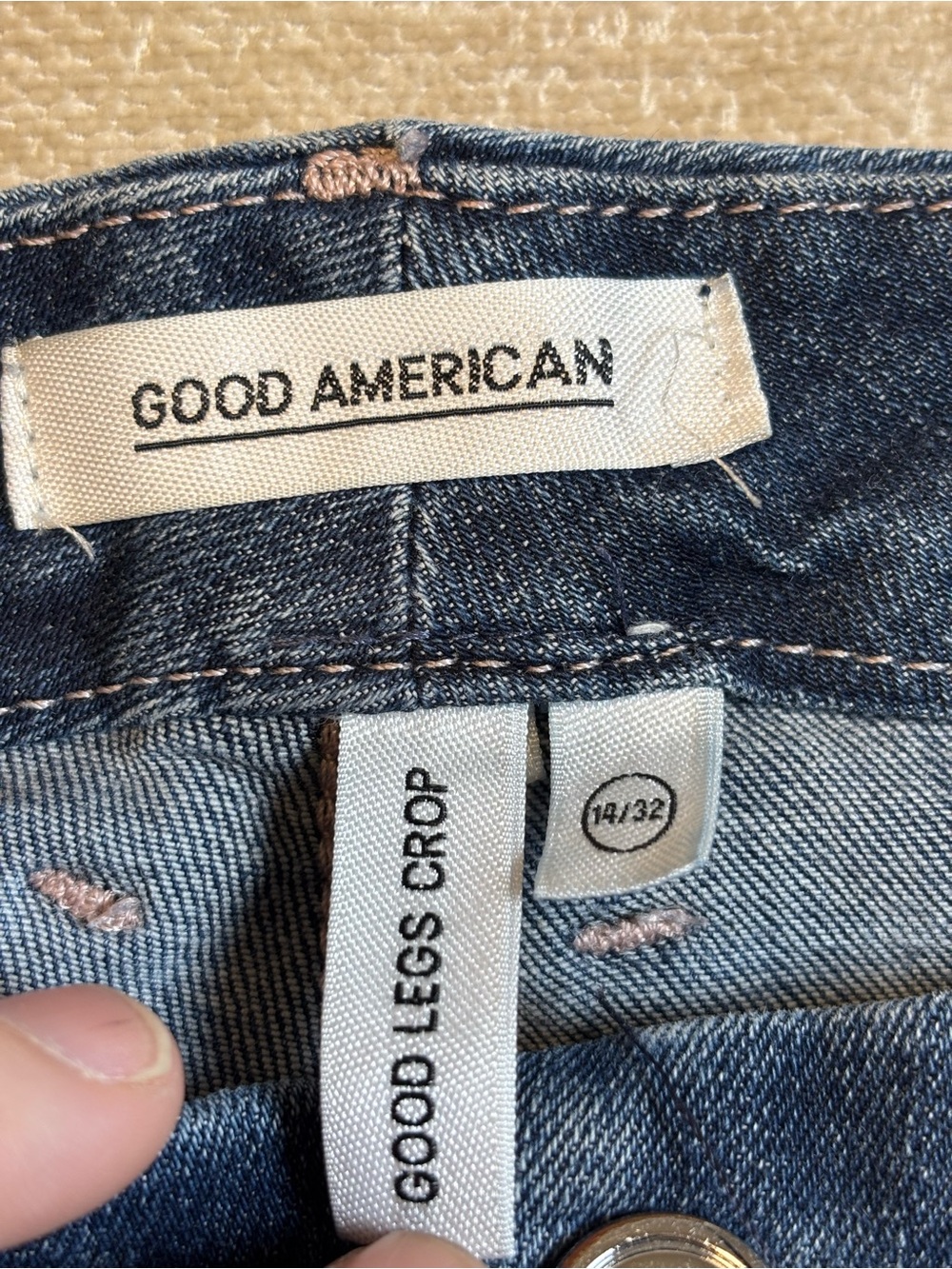 Good American Good Legs Crop Jeans Size 14 / 32 Dark Wash Stretch Skinny Denim - Picture 2 of 6